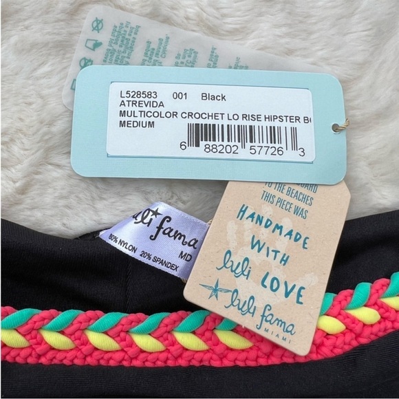 Luli Fama Cheeky Crochet Trim Low Rise Black Hipster Bottom - Picture 9 of 9